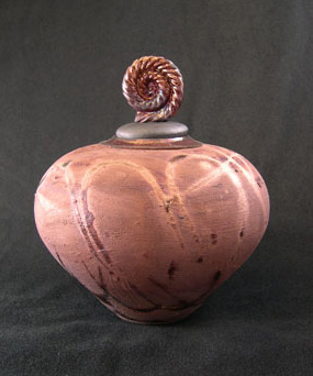Spiral lidded raku jar